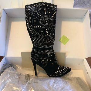New Olivia Miller Rhinestone Stiletto Boots